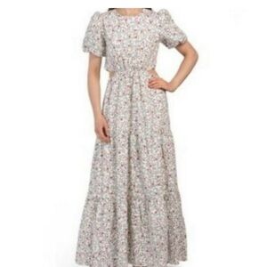 Wayf Plaza Tiered Cotton-Blend Cut-Out Maxi Dress Size M NWT